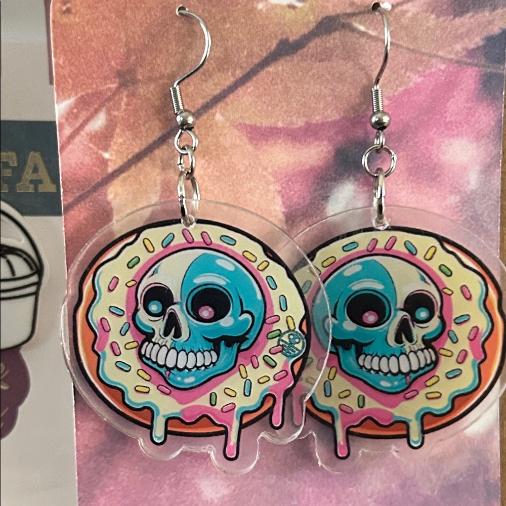 Colorful Skull Donut Earrings